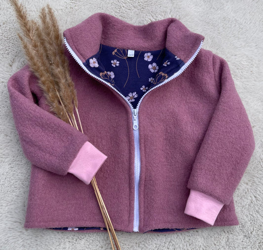 Walkjacke für Kinder mit Reißverschluss in Rosa mit Motiv Innenfutter
