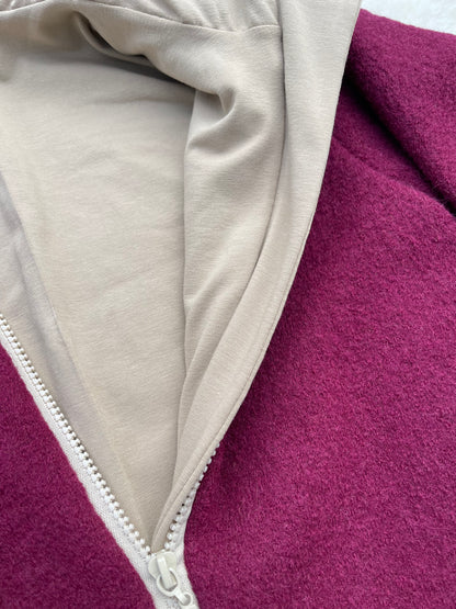 Walkanzug Walkoverall für Kinder mit Kaputze und Reißverschluss in bordeauxrot mit neutralem Innenfutter