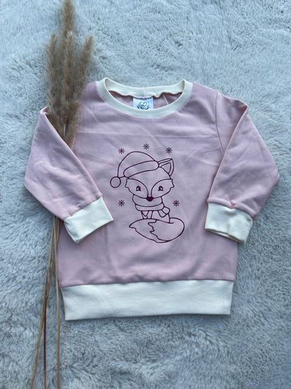 Baby Oberteil / Kinder Shirt / Weihnachts Fuchs / Einzelstück & Handmade