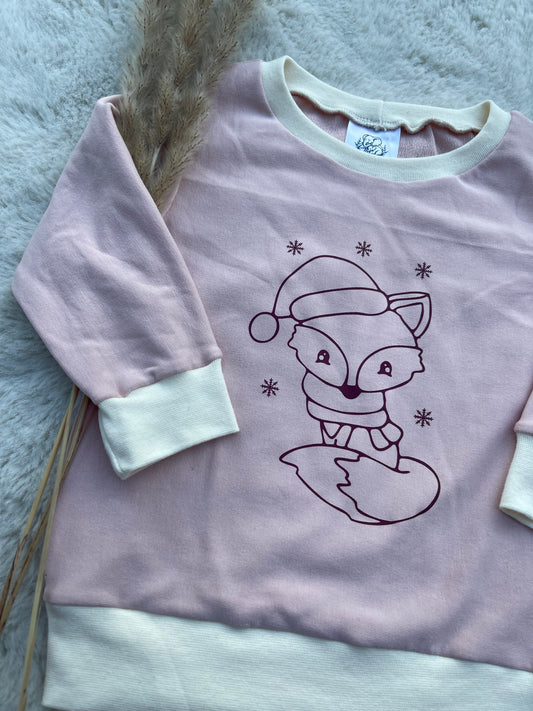 Baby Oberteil / Kinder Shirt / Weihnachts Fuchs / Einzelstück & Handmade