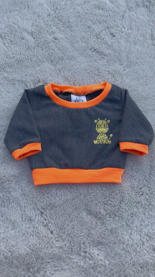 Baby Oberteil / Kinder Shirt / Kleine Giraffe / Einzelstück & Handmade