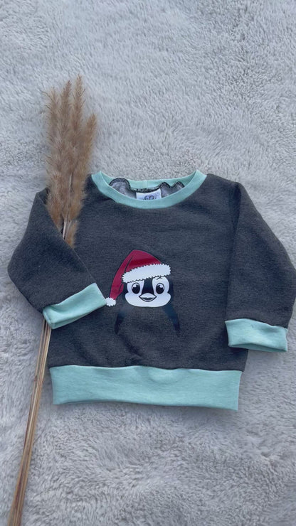 Baby Oberteil / Kinder Shirt / Kleiner Pinguin / Einzelstück & Handmade